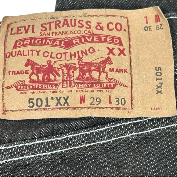 Levi's 501XX Men's 29 x 30 Straight Leg Button Fly Brown Denim Wash Cotton - Picture 7 of 12